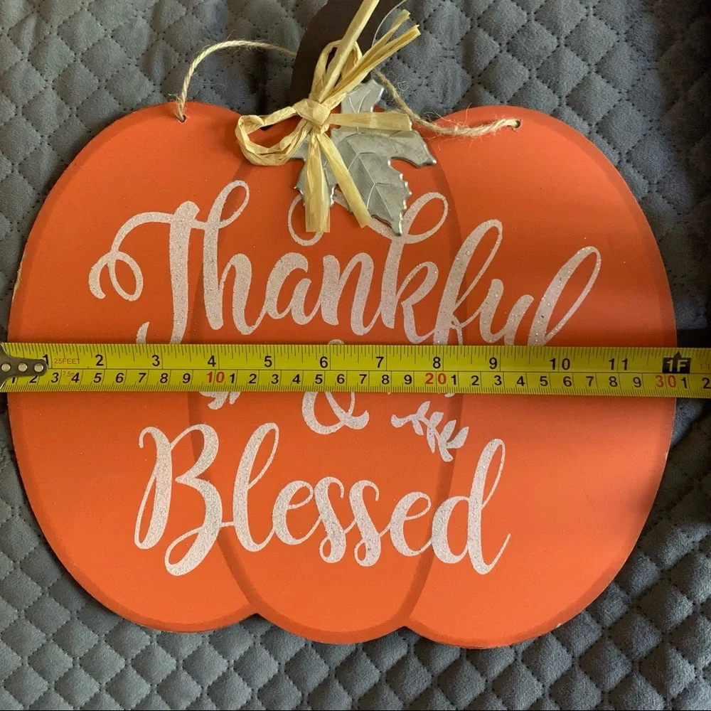 Thankful and Blessed Pumpkin Sign